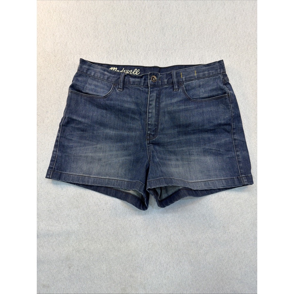 Madewell Womens High Rise Denim Shorts Medium Blue Wash Stretch Size 32 Waist